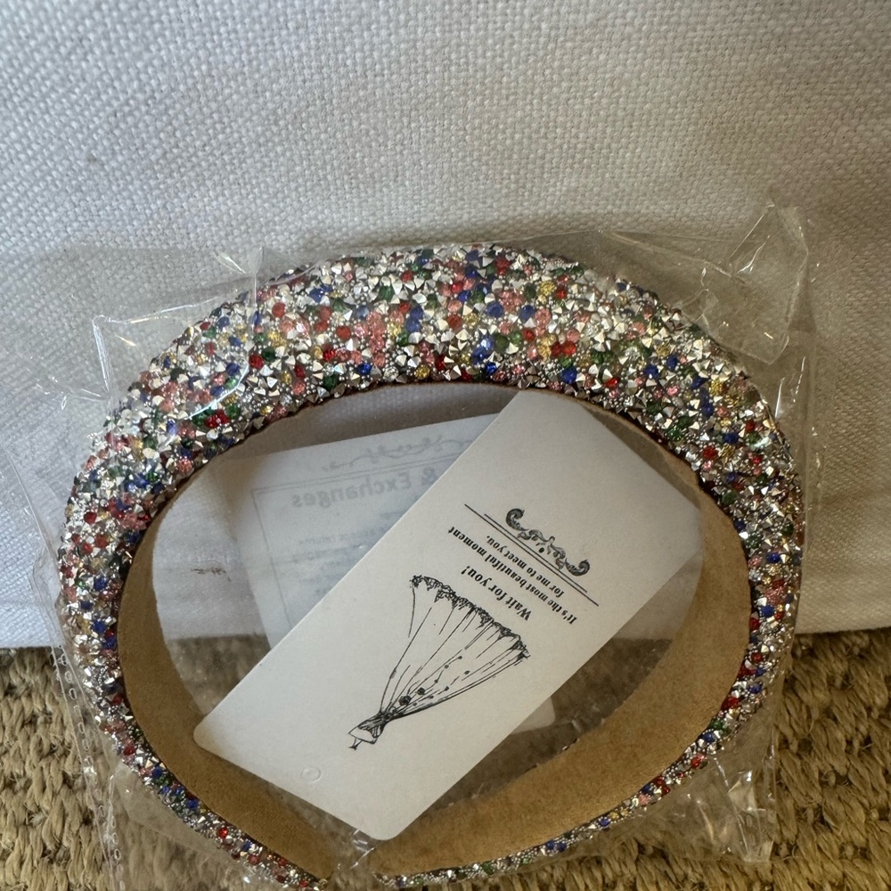 Multicolor Rhinestone Headband.new.lined - Picture 3 of 4